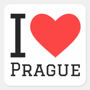 I kärlek Prag Fyrkantigt Klistermärke