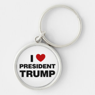 I Kärlek president Trump Heart Rund Silverfärgad Nyckelring