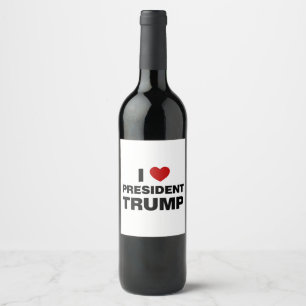I Kärlek president Trump Heart Vinflaska Etikett
