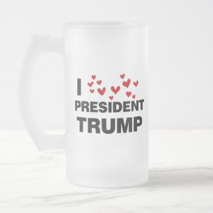I Kärlek president Trump Hearts Frostat Ölglas