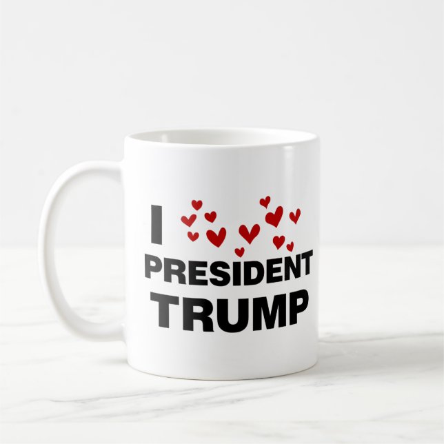 I Kärlek president Trump Hearts Kaffemugg (Vänster)