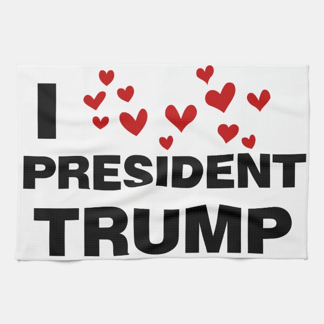 I Kärlek president Trump Hearts Kökshandduk (Horisontell)