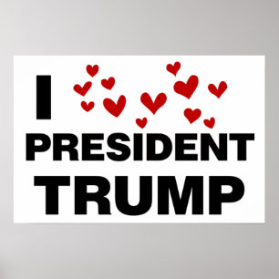 I Kärlek president Trump Hearts Poster