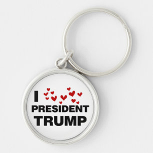 I Kärlek president Trump Hearts Rund Silverfärgad Nyckelring