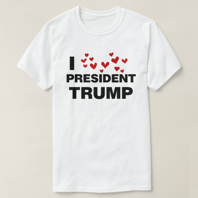 I Kärlek president Trump Hearts T Shirt (Design framsida)