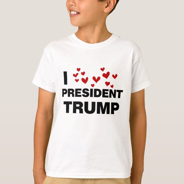 I Kärlek president Trump Hearts T Shirt (Framsida)