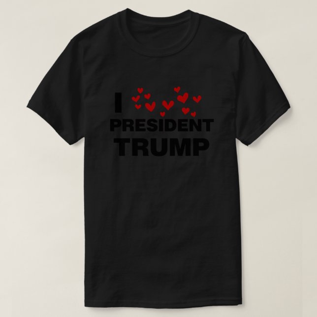 I Kärlek president Trump Hearts T Shirt (Design framsida)