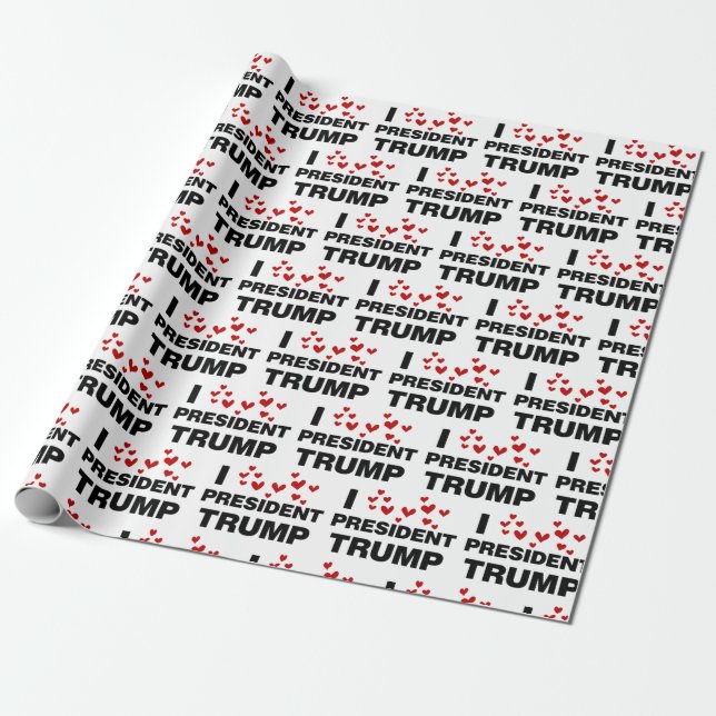 I Kärlek president Trump Hearts Wrapping Papper Presentpapper (Utrullad)