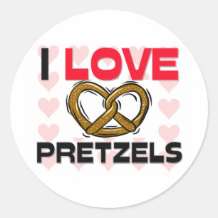 I Kärlek Pretzels Runt Klistermärke