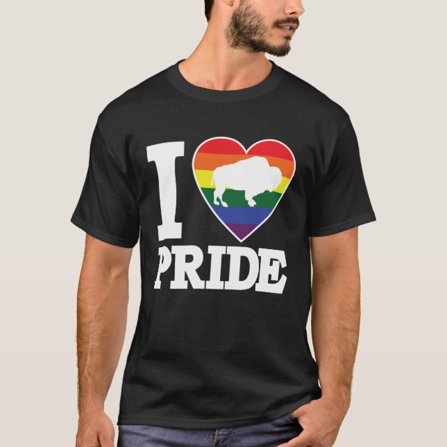 I KÄRLEK PRIDE Buffalo NY LGBTQ vackra regnbåge T Shirt (Framsida)