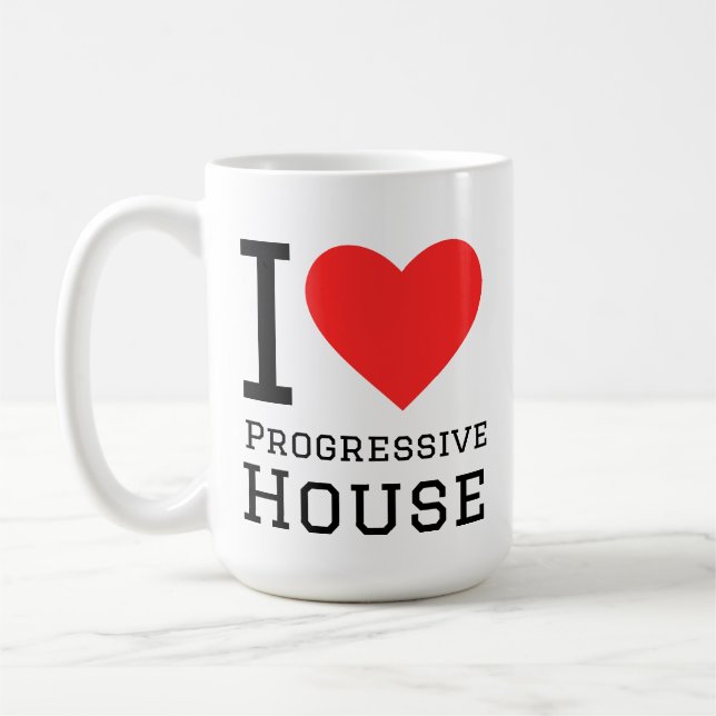I kärlek progressiva hus kaffemugg (Vänster)
