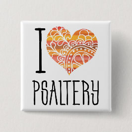 I Kärlek Psaltery Orange Mandala Heart Knapp