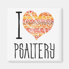 I Kärlek Psaltery Orange Mandala Heart Magnet