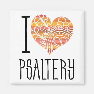 I Kärlek Psaltery Orange Mandala Heart Magnet