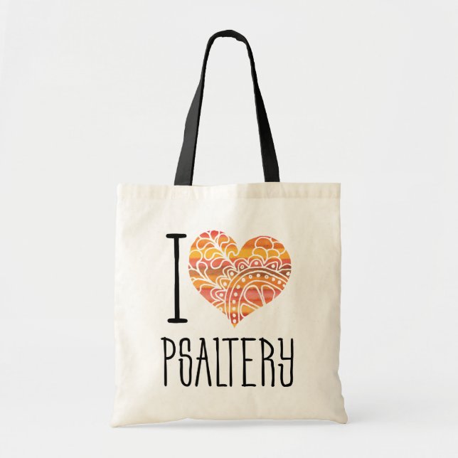 I Kärlek Psaltery Orange Mandala Heart Tygkasse (Framsidan)