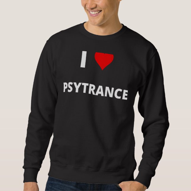 I Kärlek Psytrance med ett rött hjärta Lång Ärmad Tröja (Framsida)