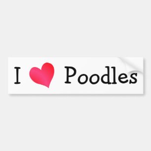 I Kärlek Pudel Bumper Sticker Bildekal