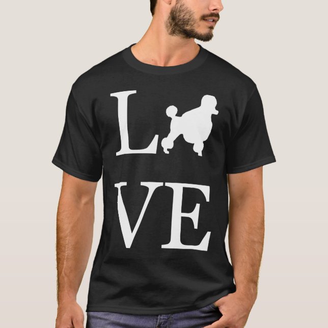 I Kärlek Pudel Silhouette Hund älskare Gift Mamma  T Shirt (Framsida)