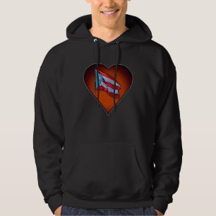 I Kärlek Puerto Rico Boricua Flagga Heart Hoodie