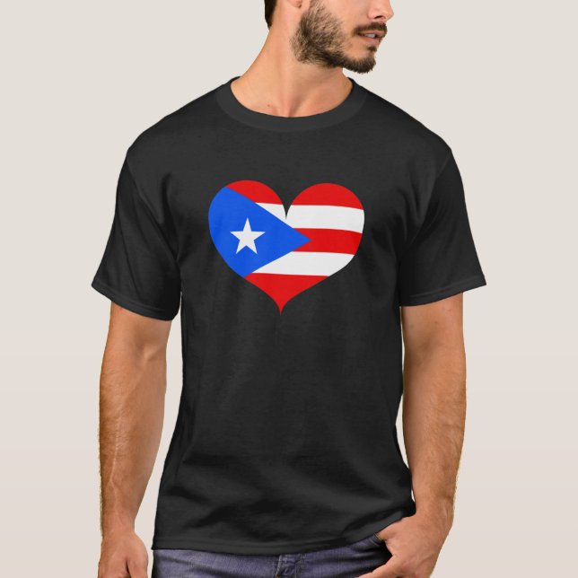 I Kärlek Puerto Rico Flagga T Shirt (Framsida)