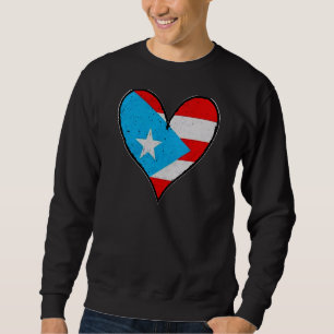 I Kärlek Puerto Rico Heart Boricua Flagga Lång Ärmad Tröja