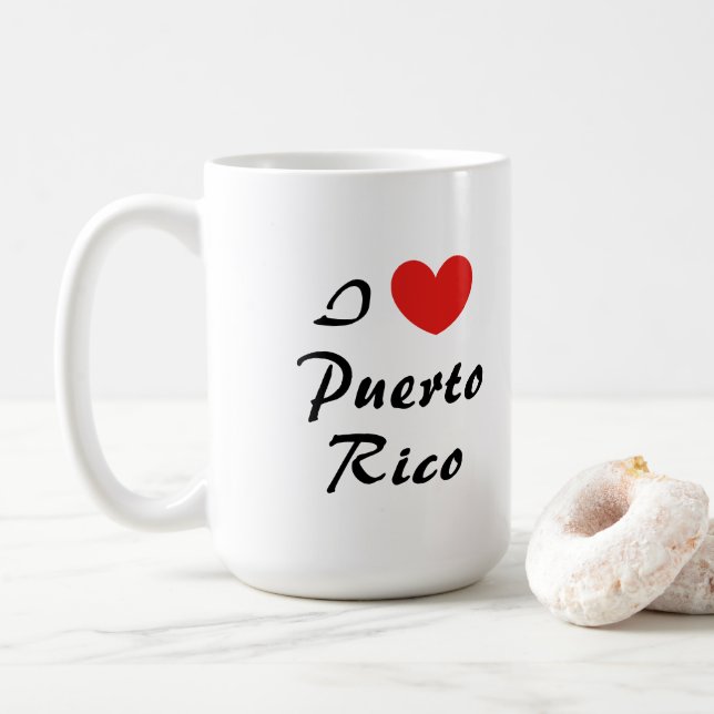 I Kärlek Puerto Rico Heart Typography Coffee Mugg (Med munk)