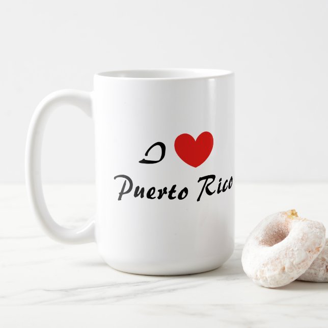 I Kärlek Puerto Rico Heart Typography Coffee Mugg (Med munk)