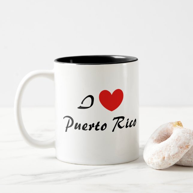 I Kärlek Puerto Rico Heart Typography Coffee Mugg (Med munk)
