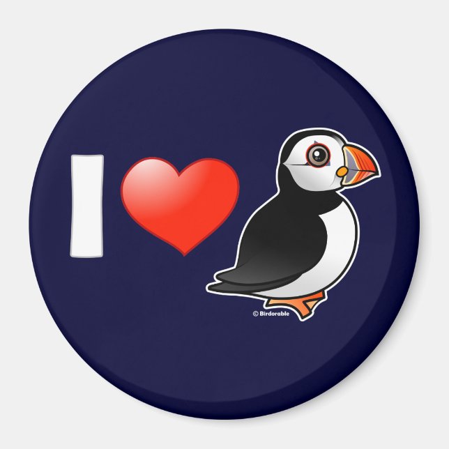 I Kärlek Puffins Magnet (Framsidan)
