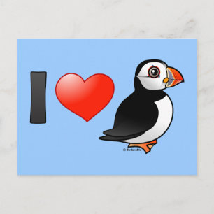 I Kärlek Puffins Vykort