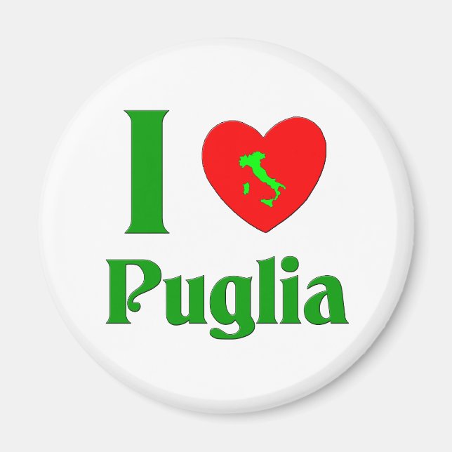 I Kärlek Puglia Italien Magnet (Framsidan)
