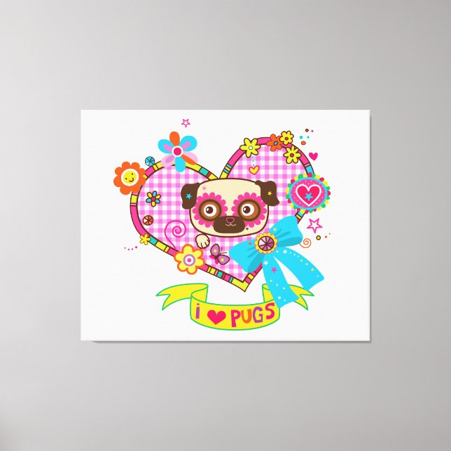 I Kärlek Pugs! canvastavla (Framsida)