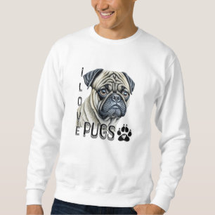 I Kärlek Pugs Cute Hundägare Lång Ärmad Tröja