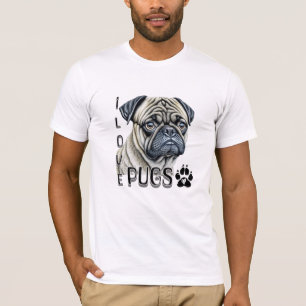 I Kärlek Pugs Cute Hundägare T Shirt