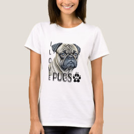 I Kärlek Pugs | Cute Hundägare T Shirt