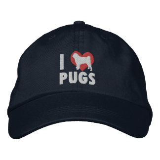I Kärlek Pugs Embroized Hat (Mörk) Broderad Keps