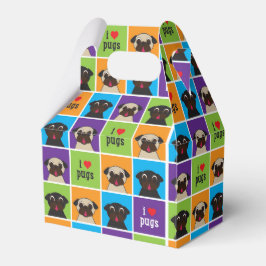 I Kärlek Pugs Färg Squares Party Gift Box Presentaskar