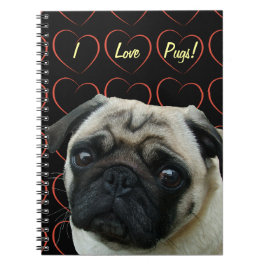 I Kärlek Pugs med Hearts Anteckningsbok