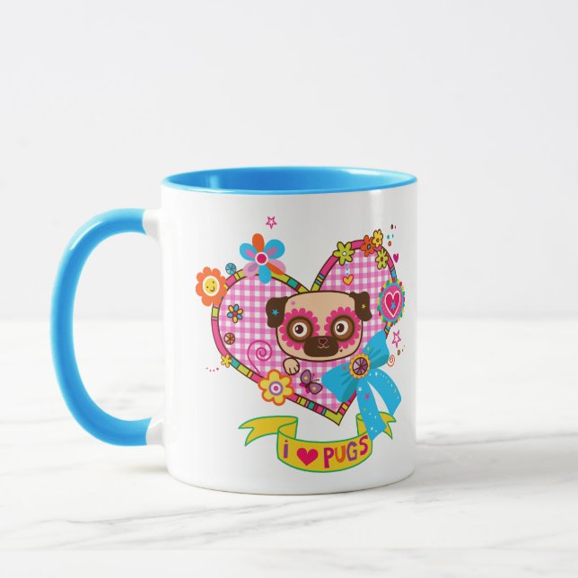 I Kärlek Pugs! Mugg (Vänster)