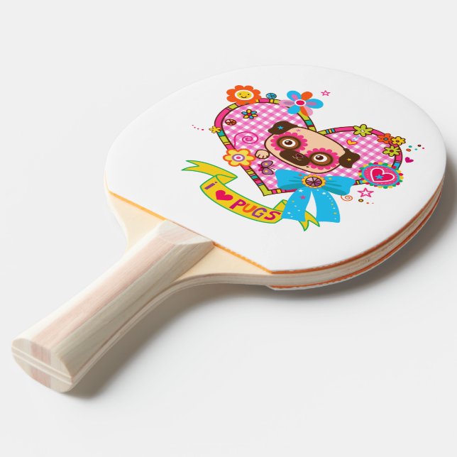 I Kärlek Pugs! pingisracket (Frontvinkel)