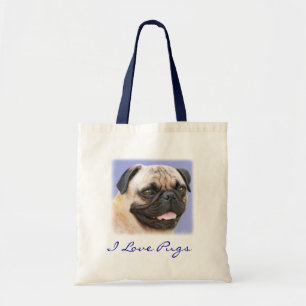 I Kärlek Pugs Porträtt Canvas Budget Tygkasse