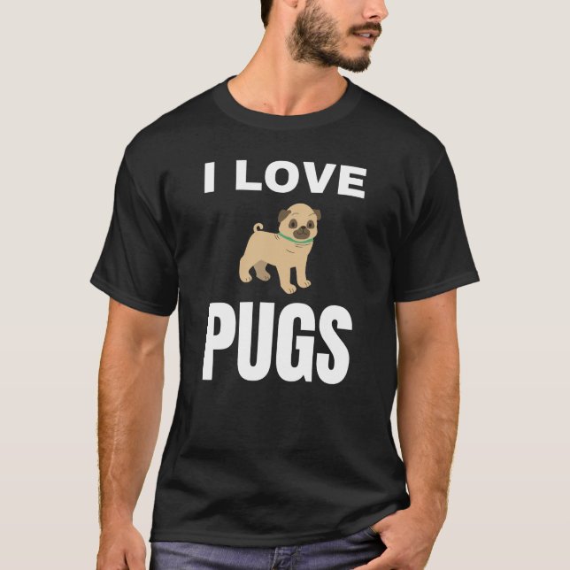 I kärlek Pugs T Shirt (Framsida)