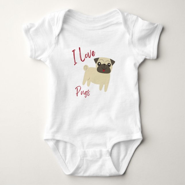I Kärlek Pugs T Shirt (Framsida)