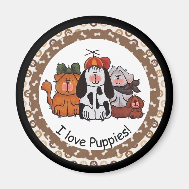 I Kärlek Puppies Magnet (Framsidan)