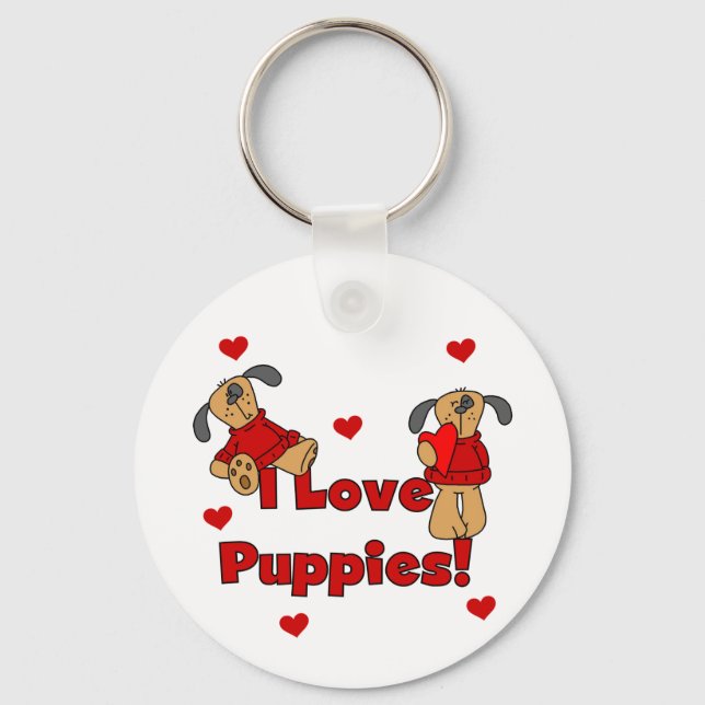 I Kärlek Puppies Tshirts och Gifts Nyckelring (Framsida)