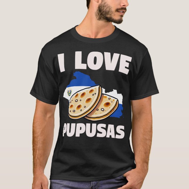 I Kärlek Pupusas El Salvador Flagga T Shirt (Framsida)