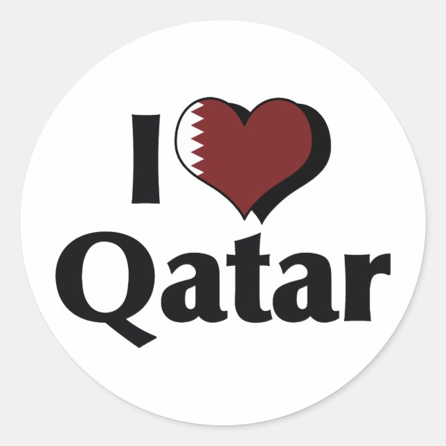 I Kärlek Qatar Flagga Runt Klistermärke (Framsida)