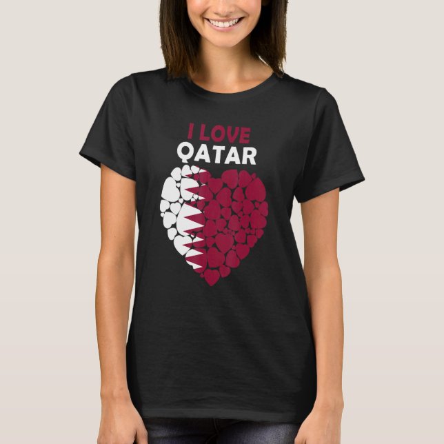 I Kärlek Qatar stolt över att vara Qatari Flagga Q T Shirt (Framsida)