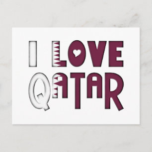 I Kärlek Qatar Typografi Cute Heart i text Vykort