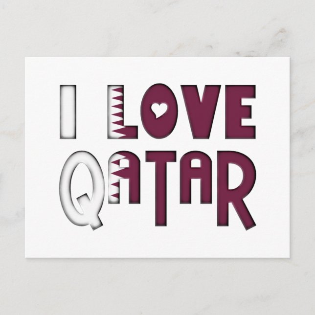 I Kärlek Qatar Typografi Cute Heart i text Vykort (Framsida)